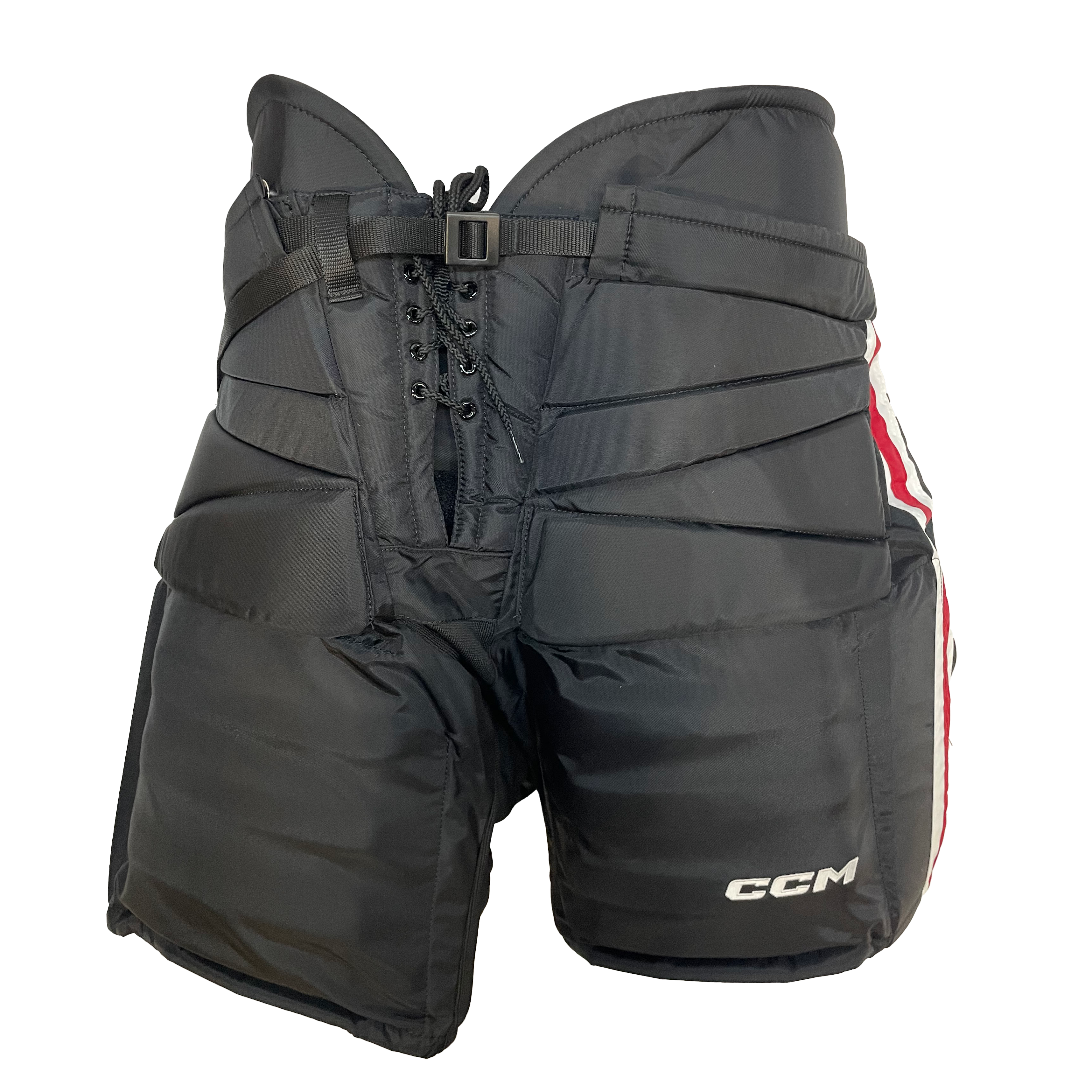 CCM HPG12A - Pantalon de gardien de but de hockey NCAA Pro Stock (noir/rouge/blanc)